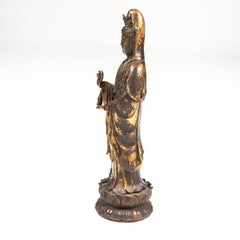 Early 19th Century Chinese Gilt Bronze Standing Guanyin Figure
