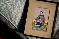 Early 19th Century Chinese Gouache on Pith Paper Portrait Noble Royal Gentleman