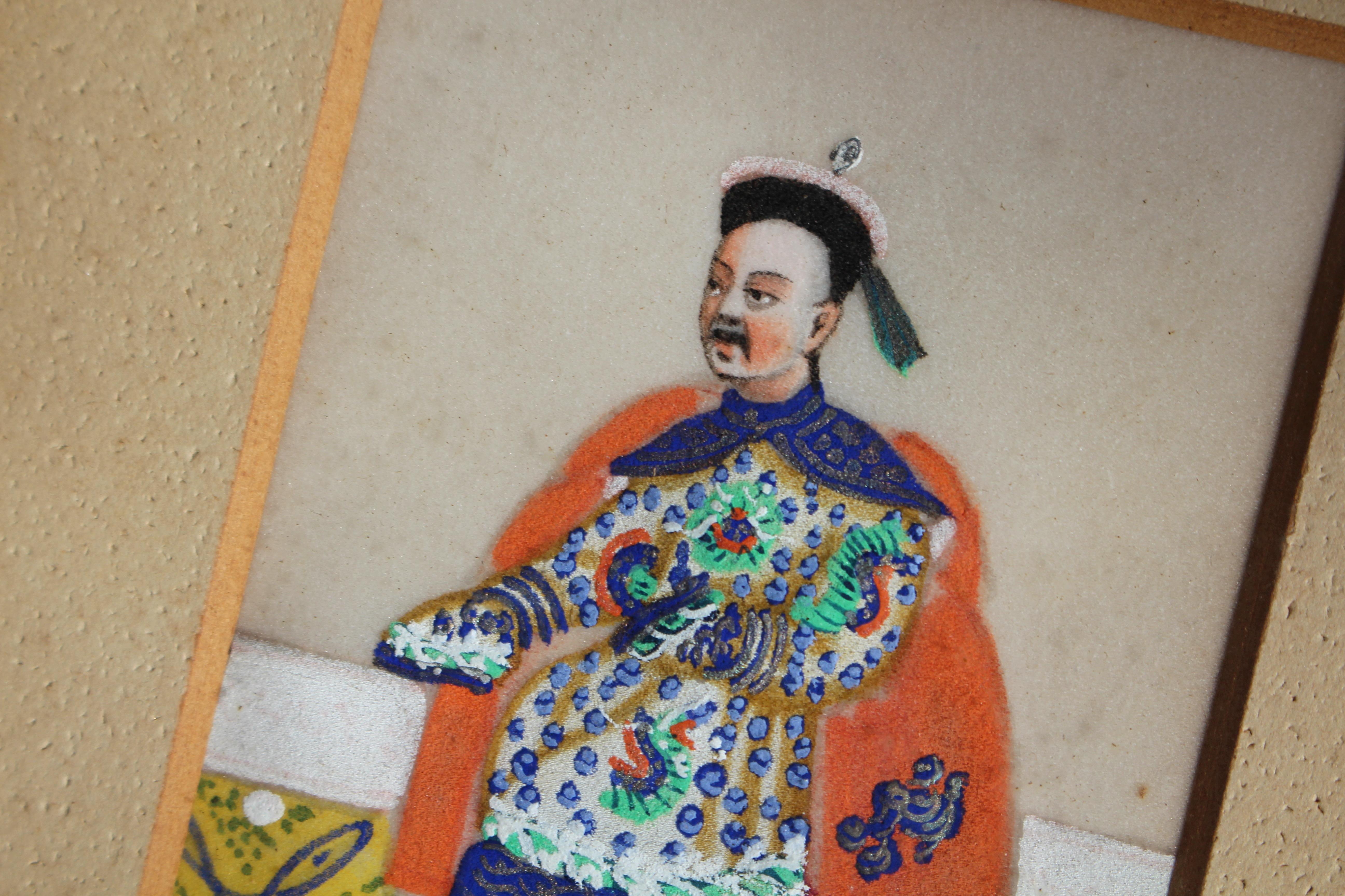 Chinesische Gouache auf Papier des frühen 19. Jahrhunderts Porträt eines königlichen Edelmannes im Zustand „Gut“ im Angebot in Lowestoft, GB