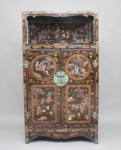 Early 19th Century Chinese Lacquered and Hardstone Inlaid Cabinet