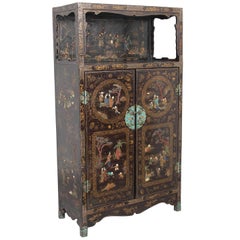 Early 19th Century Chinese Lacquered and Hardstone Inlaid Cabinet