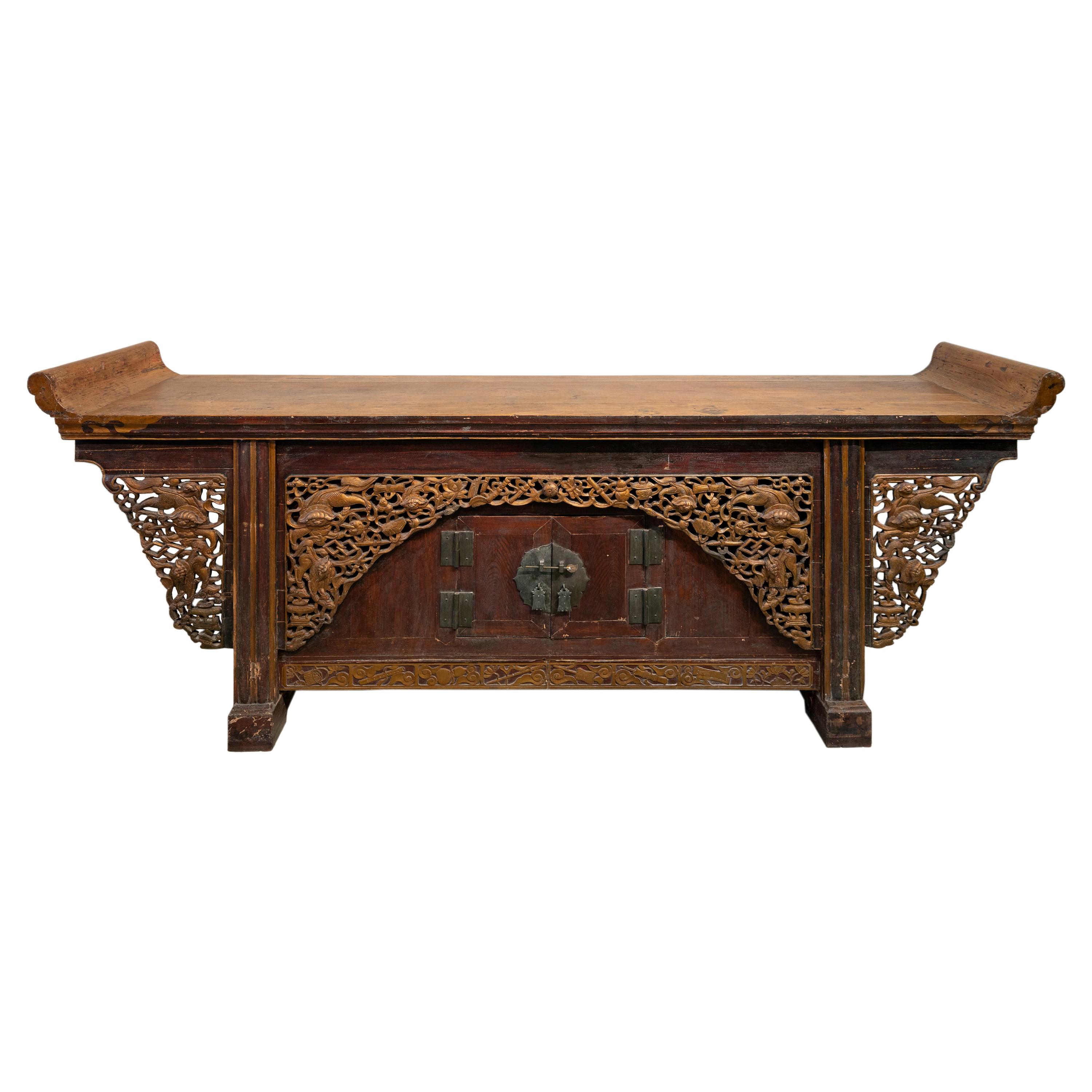 Early 19th Century Chinese Large Sideboard with Everted Ends