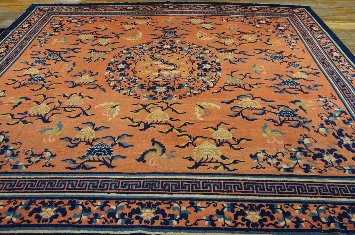 Hand-Knotted Early 19th Century Chinese Ningxia Carpet ( 10 8