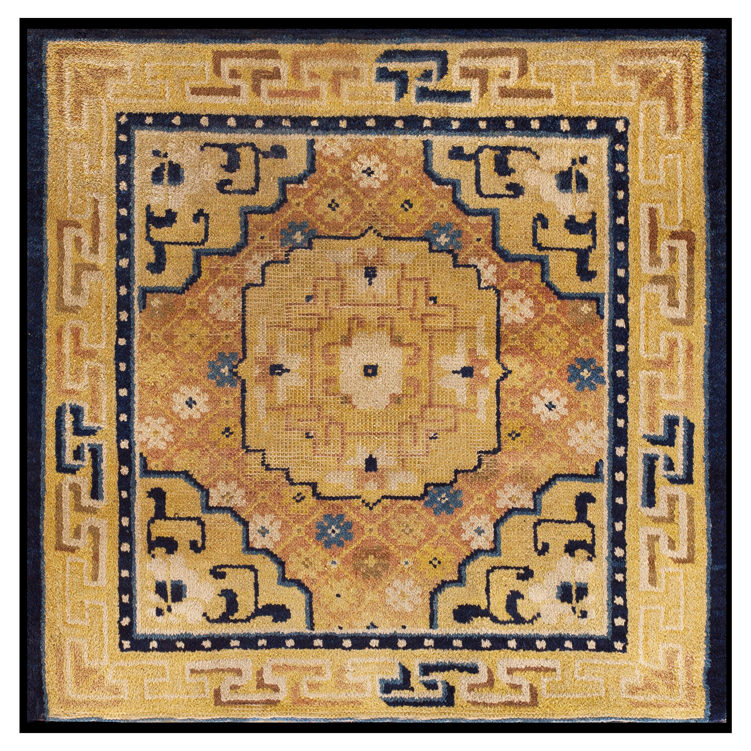 Tapis chinois Ningxia du début du XIXe siècle (72 x 72 cm)