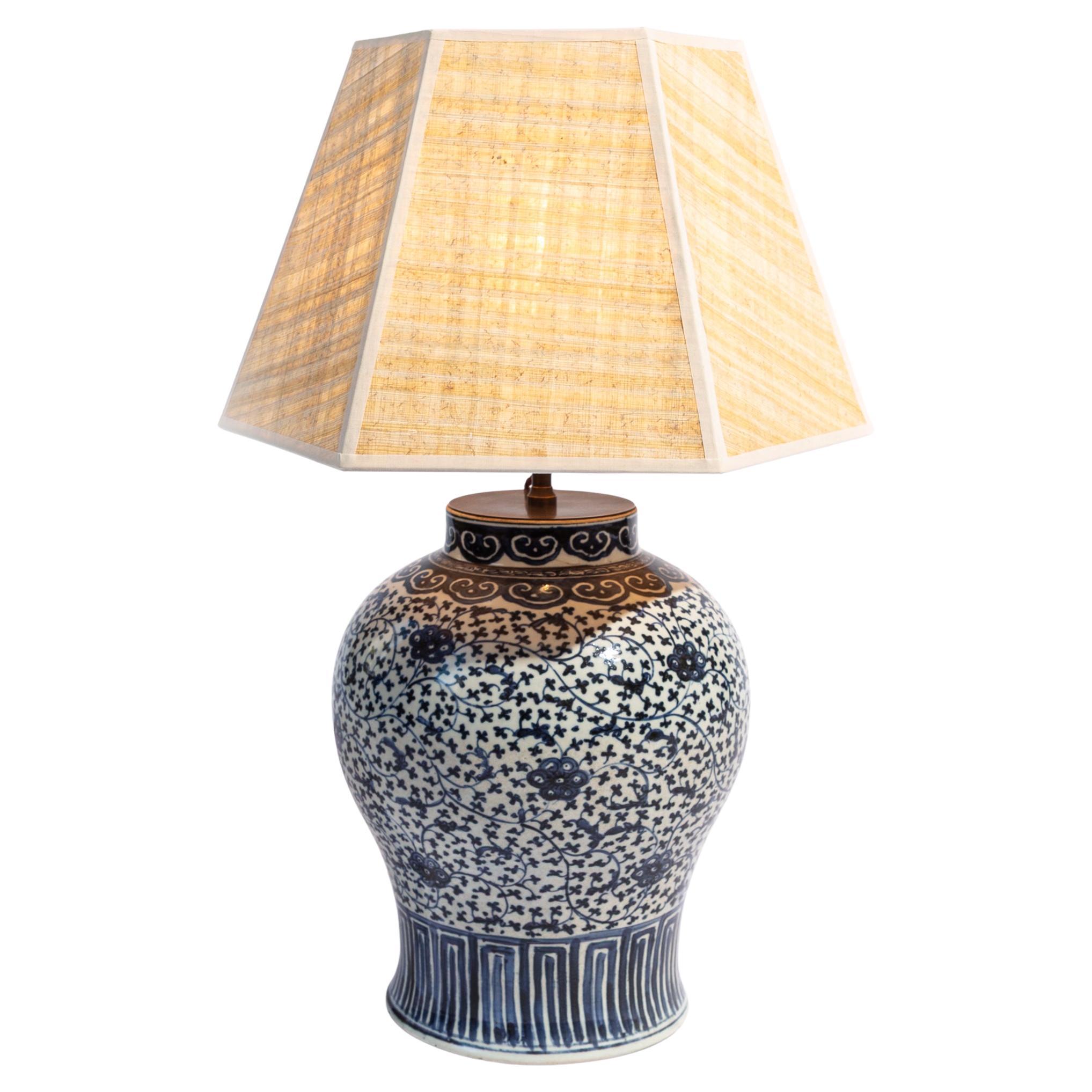 Lampada a vaso in porcellana cinese dell'inizio del XIX secolo