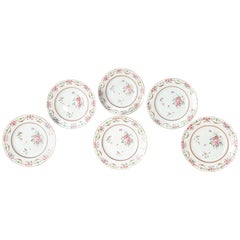 Antique Early 19th Century Chinese Porcelain Plates Set of Six