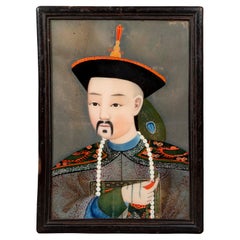 Portrait chinois en verre inversé du début du 19e siècle