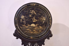 Early 19th Century Chinese Table Screen Black Lacquered