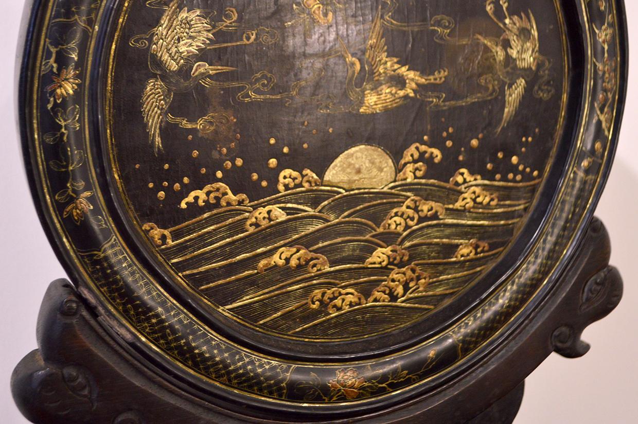 Early 19th Century Chinese Table Screen Black Lacquered In Excellent Condition For Sale In CILAVEGNA, IT