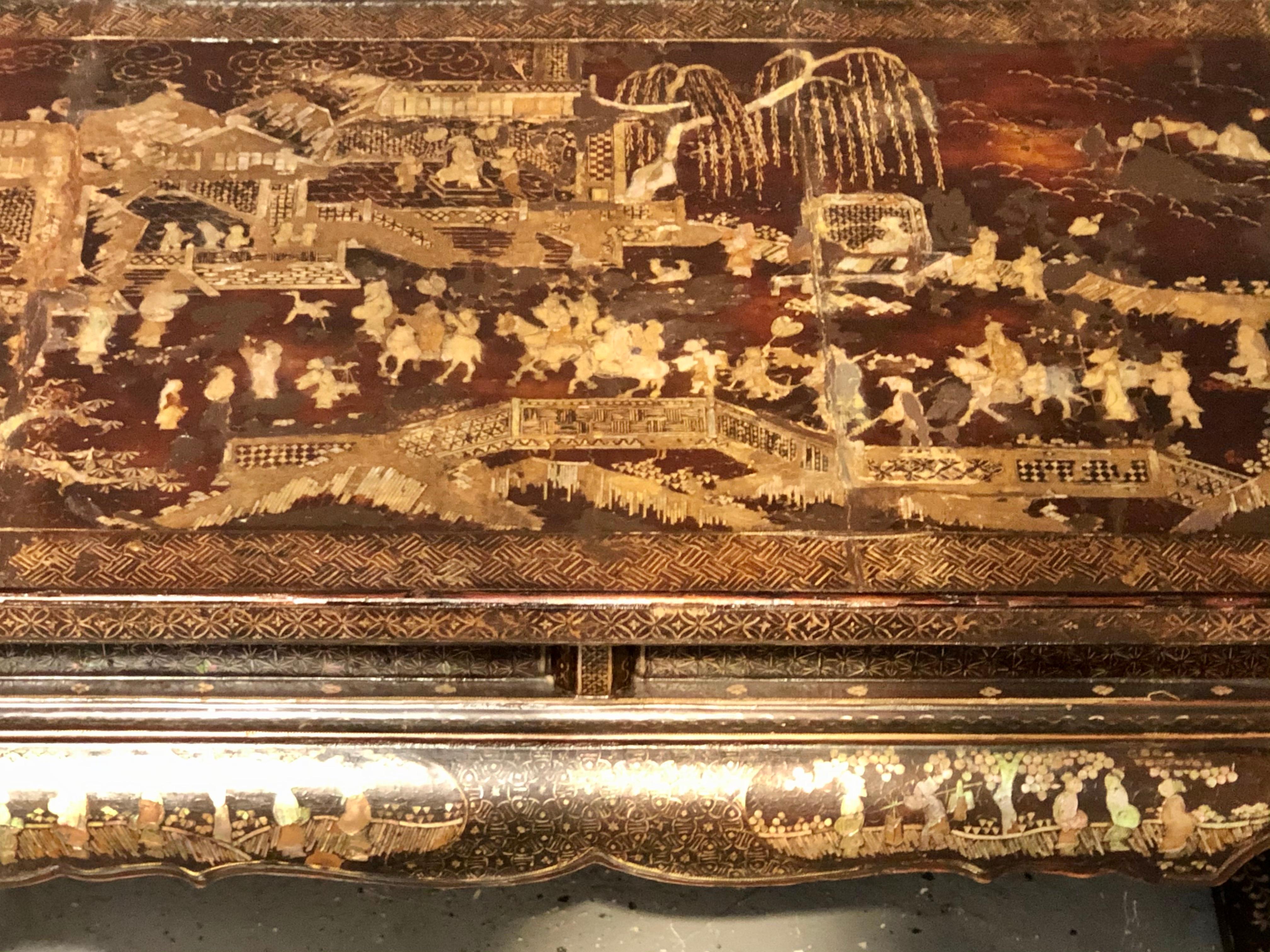 Early 19th Century Chinoiserie Decorated Side, Coffee Table or Stool 12