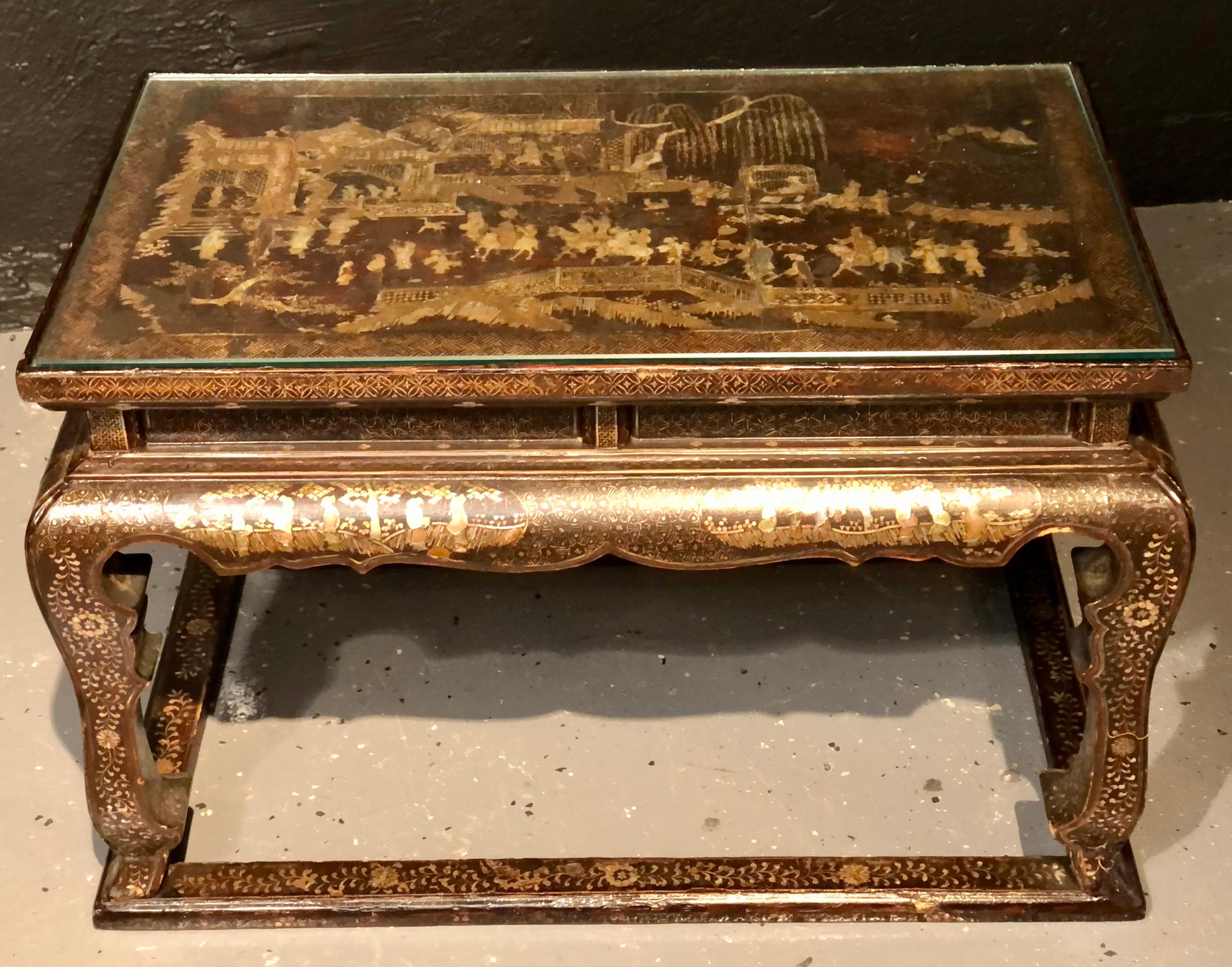 Late 19th Century Early 19th Century Chinoiserie Decorated Side, Coffee Table or Stool