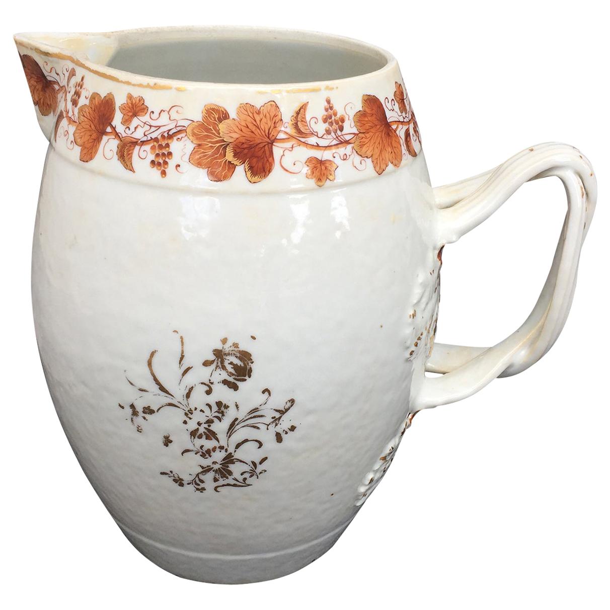 Early 19th Century circa 1800 Chinese Export Porcelain Pitcher For Sale