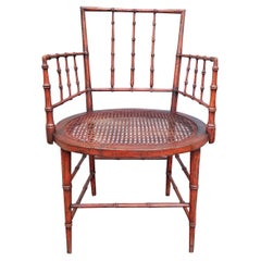 Early 19th Century, circa 1810, Regency Period Red Painted Faux Bamboo Armchair