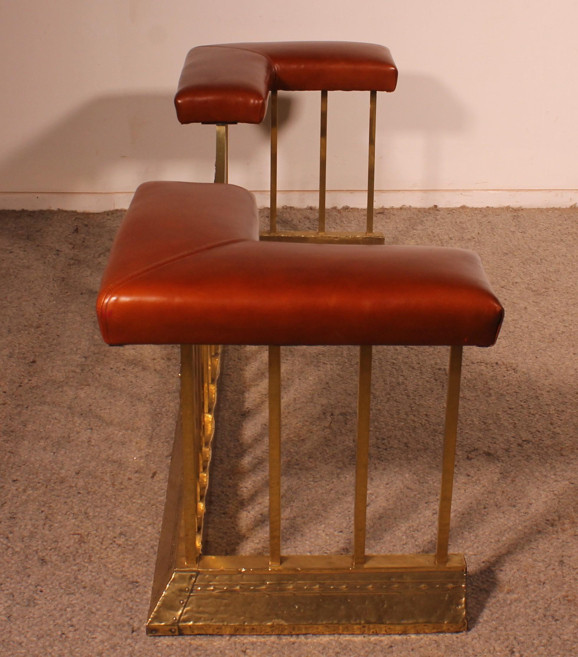 Frühes 19. Jahrhundert Club Fender in Messing und Leder im Angebot 5