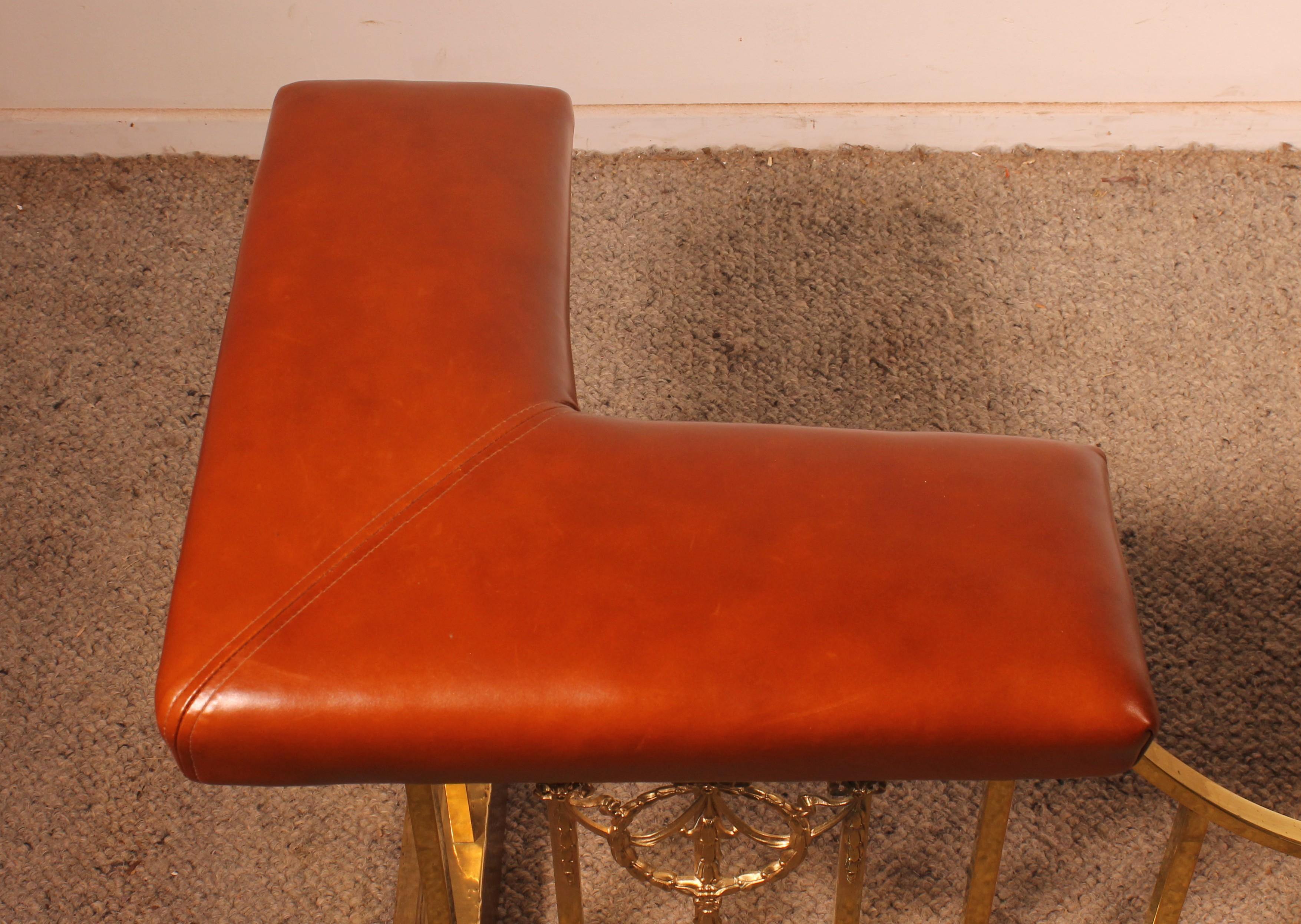 Frühes 19. Jahrhundert Club Fender in Messing und Leder im Angebot 1