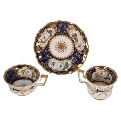 Antique Early 19th century Coalport John Rose period cabinet trio, circa 1811-20