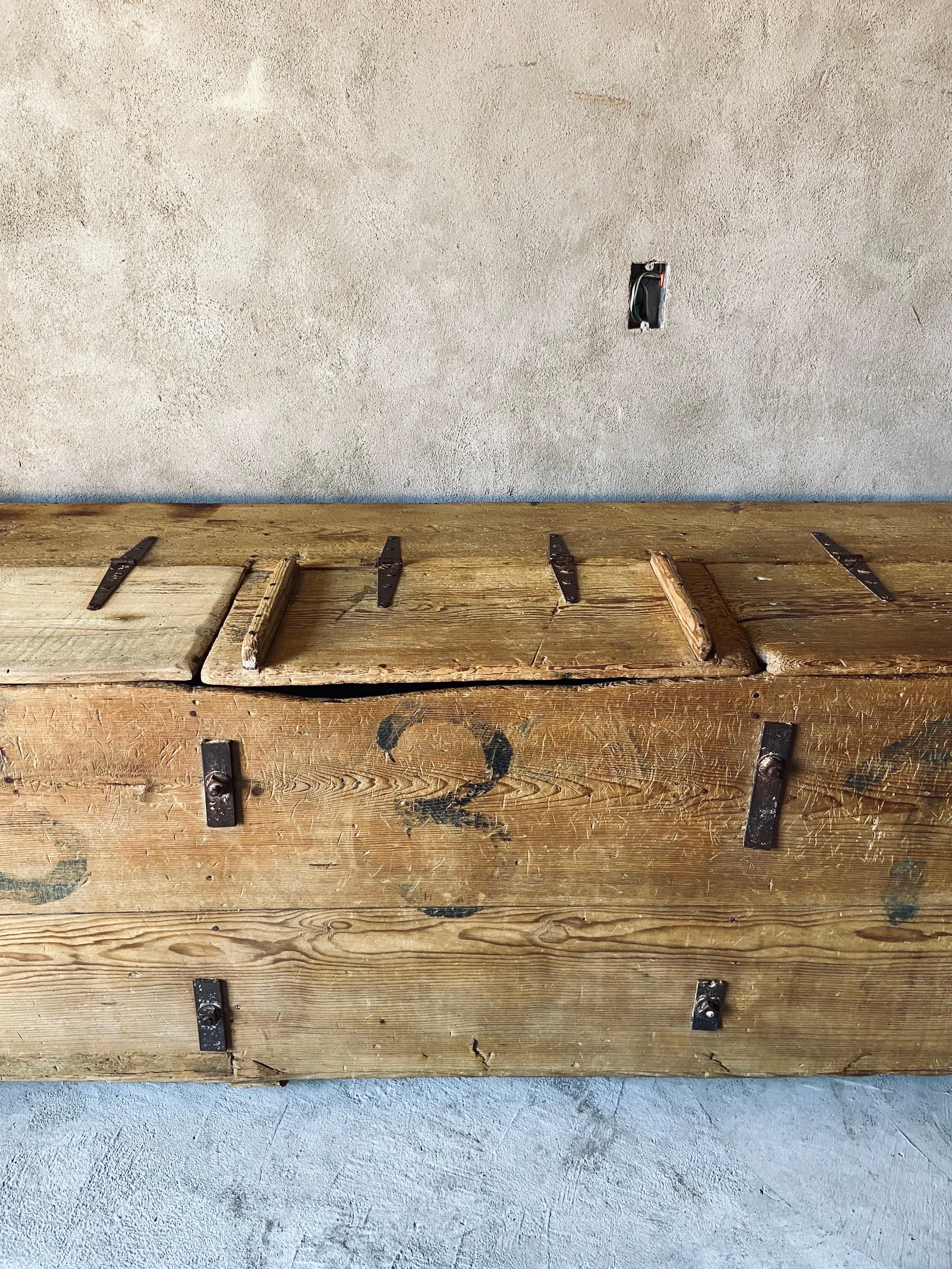 Spanish Colonial Early 19th Century  Colonial Storage Chest From Mexico