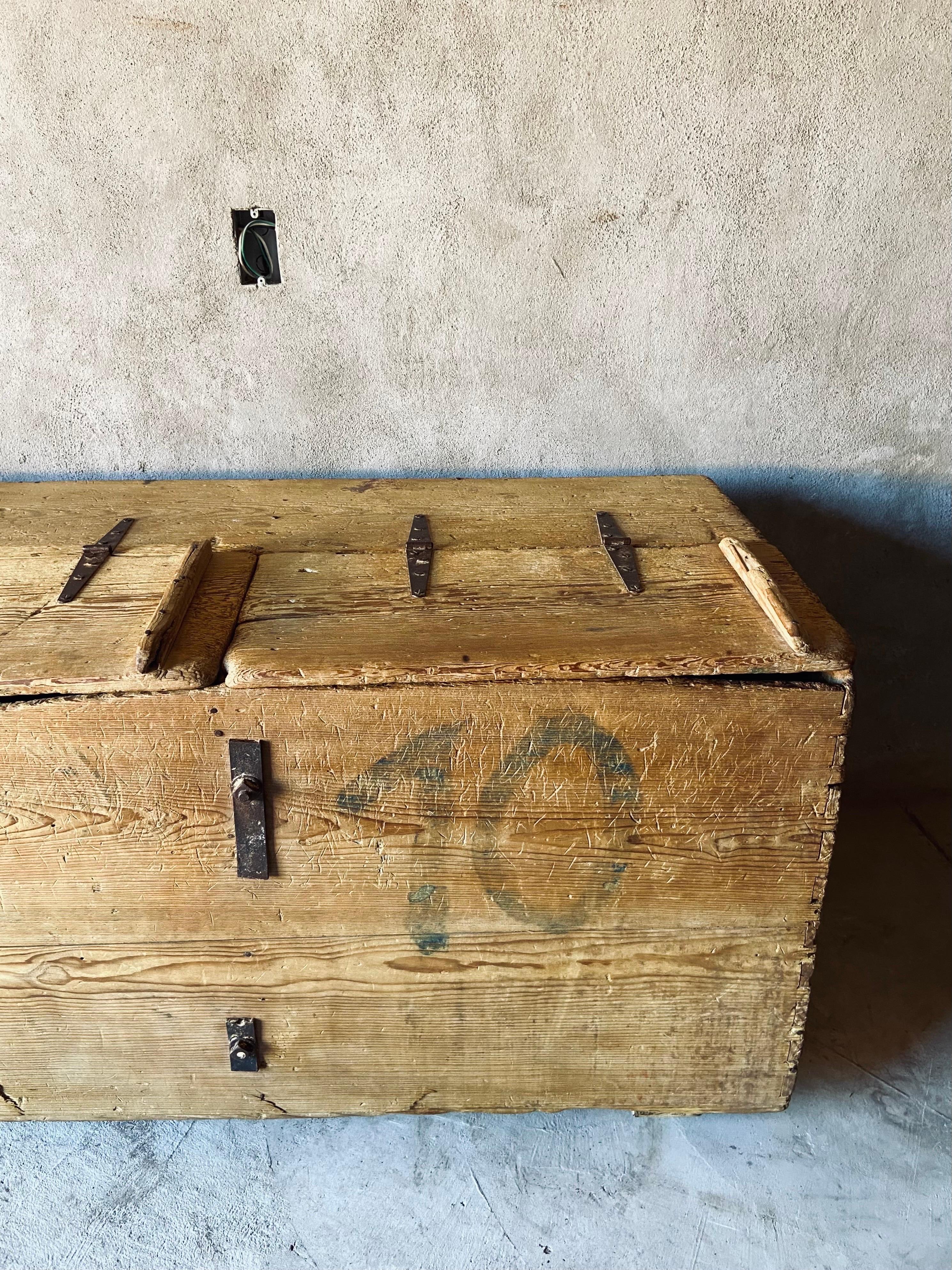 Hand-Carved Early 19th Century  Colonial Storage Chest From Mexico