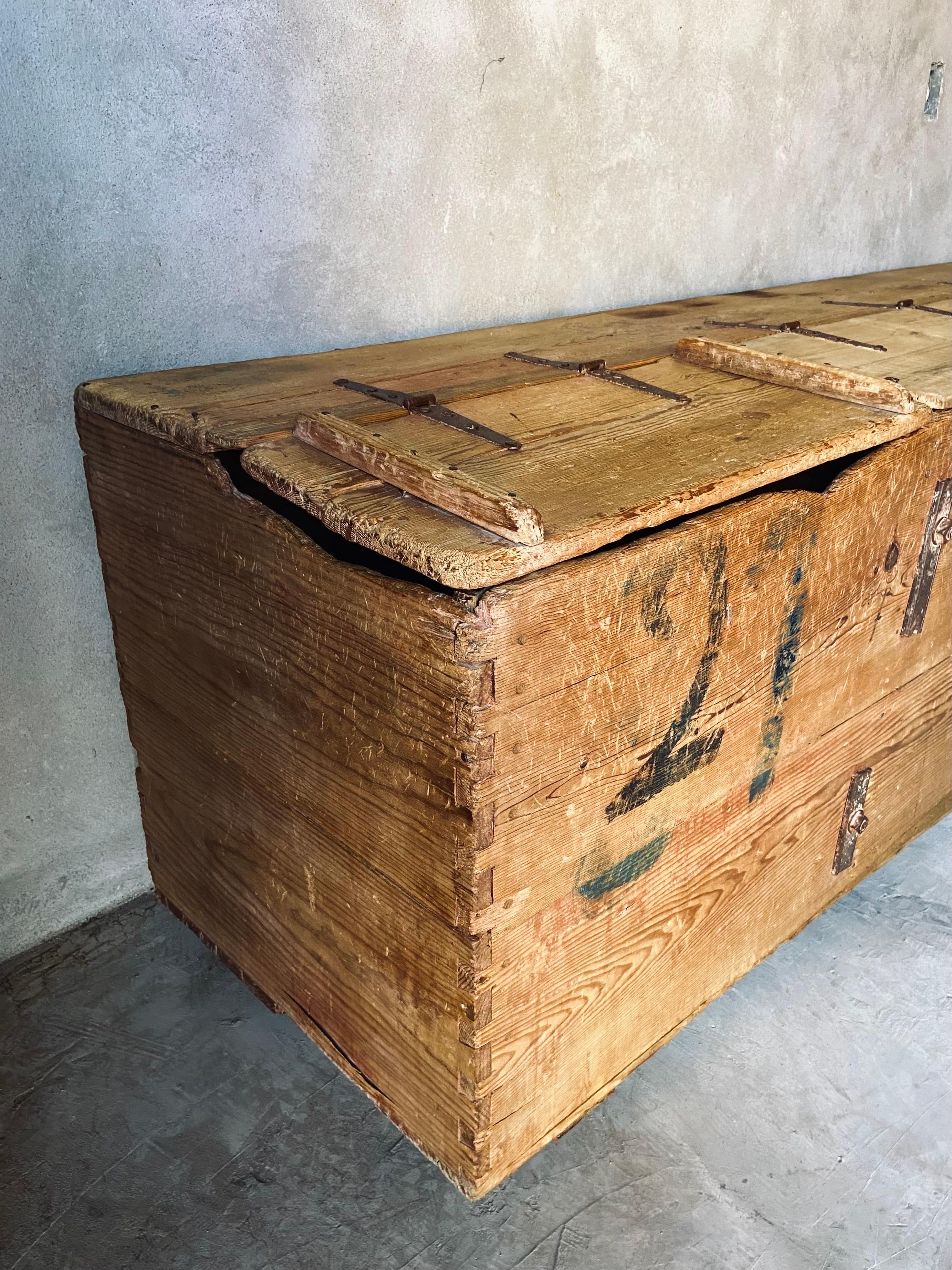 Cypress Early 19th Century  Colonial Storage Chest From Mexico
