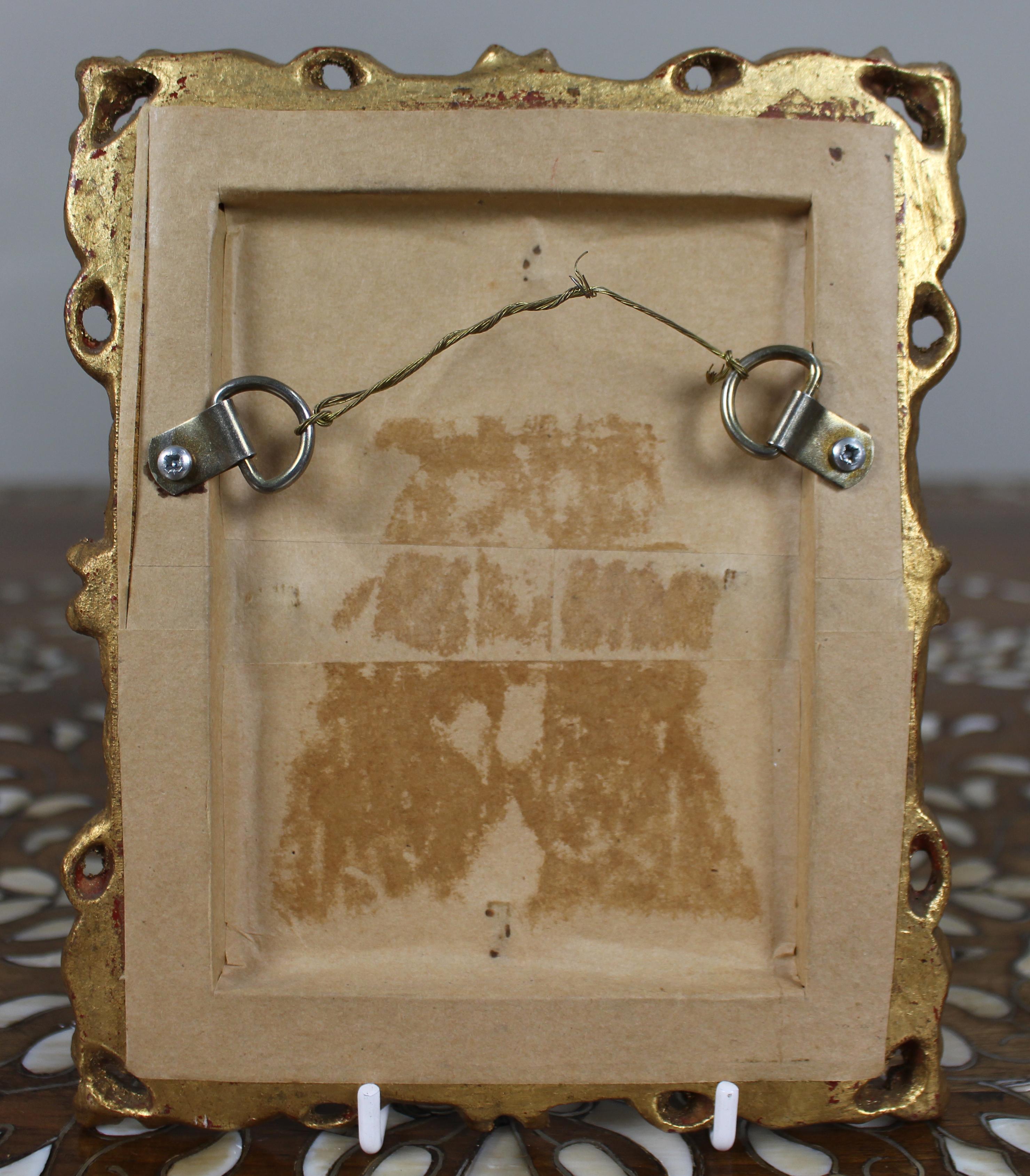 Koloriertes Schabkunstwerk des frühen 19. Jahrhunderts in vergoldetem Rahmen im Angebot 1