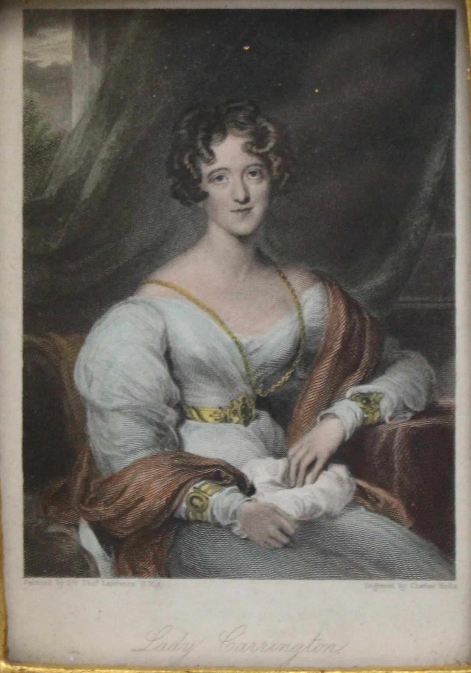 Koloriertes Schabkunstblatt von Lady Carrington aus dem frühen 19. (Britisch) im Angebot