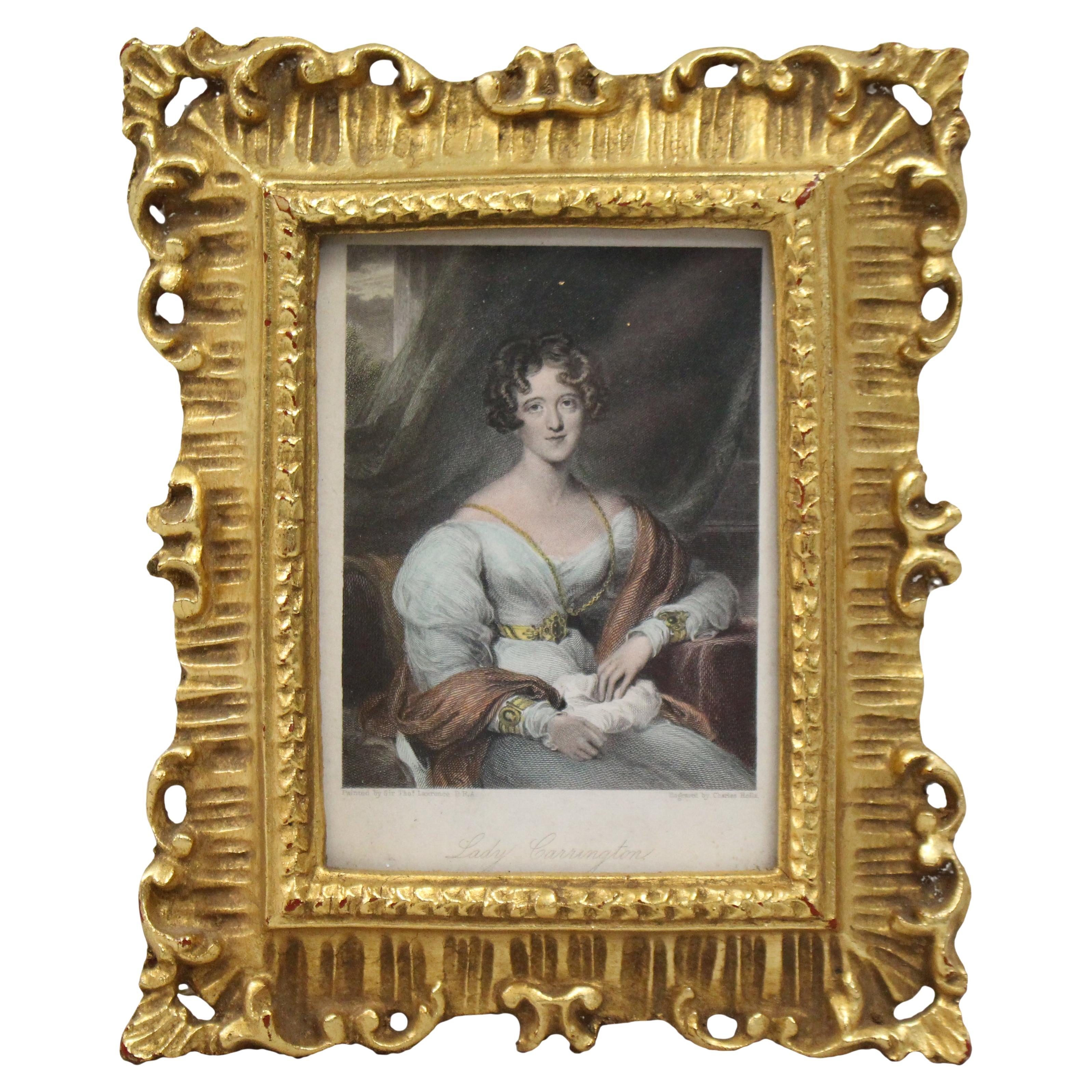 Early 19th Century Coloured Mezzotint of Lady Carrington