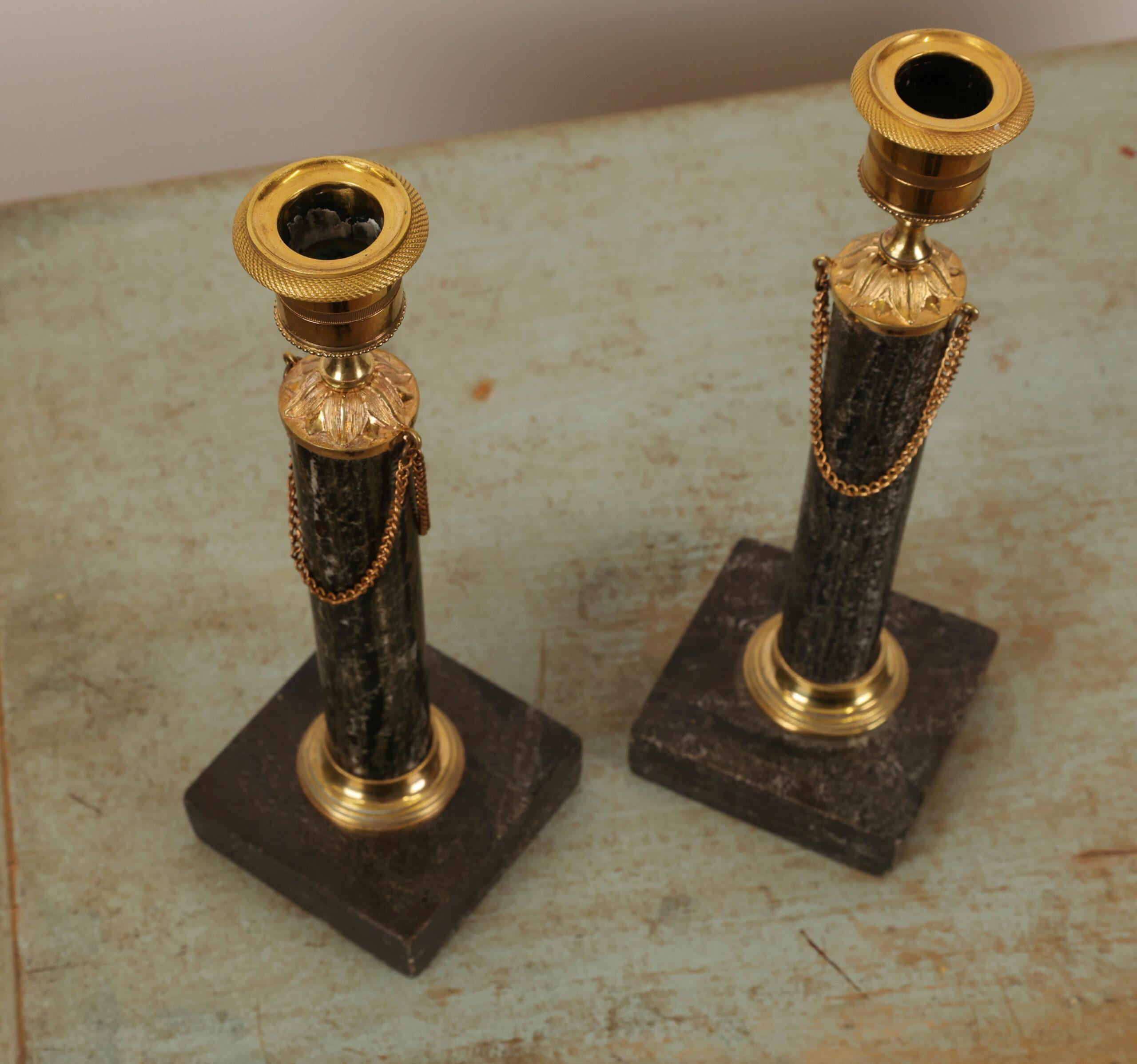 Swedish Early 19th Century Column Candlesticks For Sale