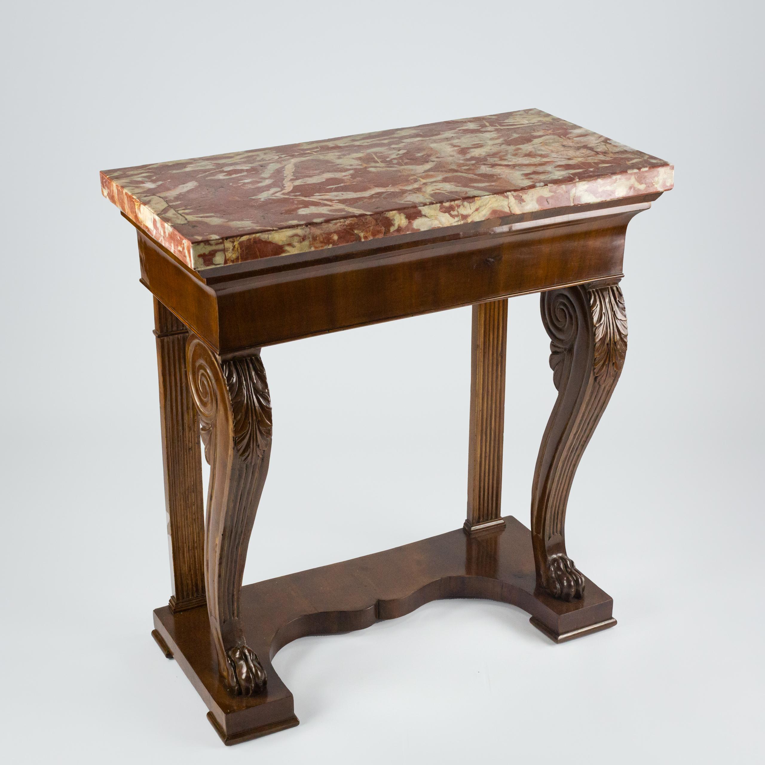 Console del primo Ottocento con marmo Incarnat Turquin In condizioni deteriorate in vendita a Pease pottage, West Sussex