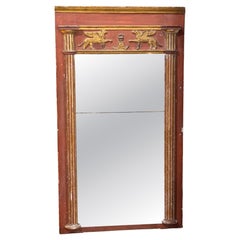 Early 19th Century Continental Neoclassical Parcel-Gilt and Red Painted Mirror