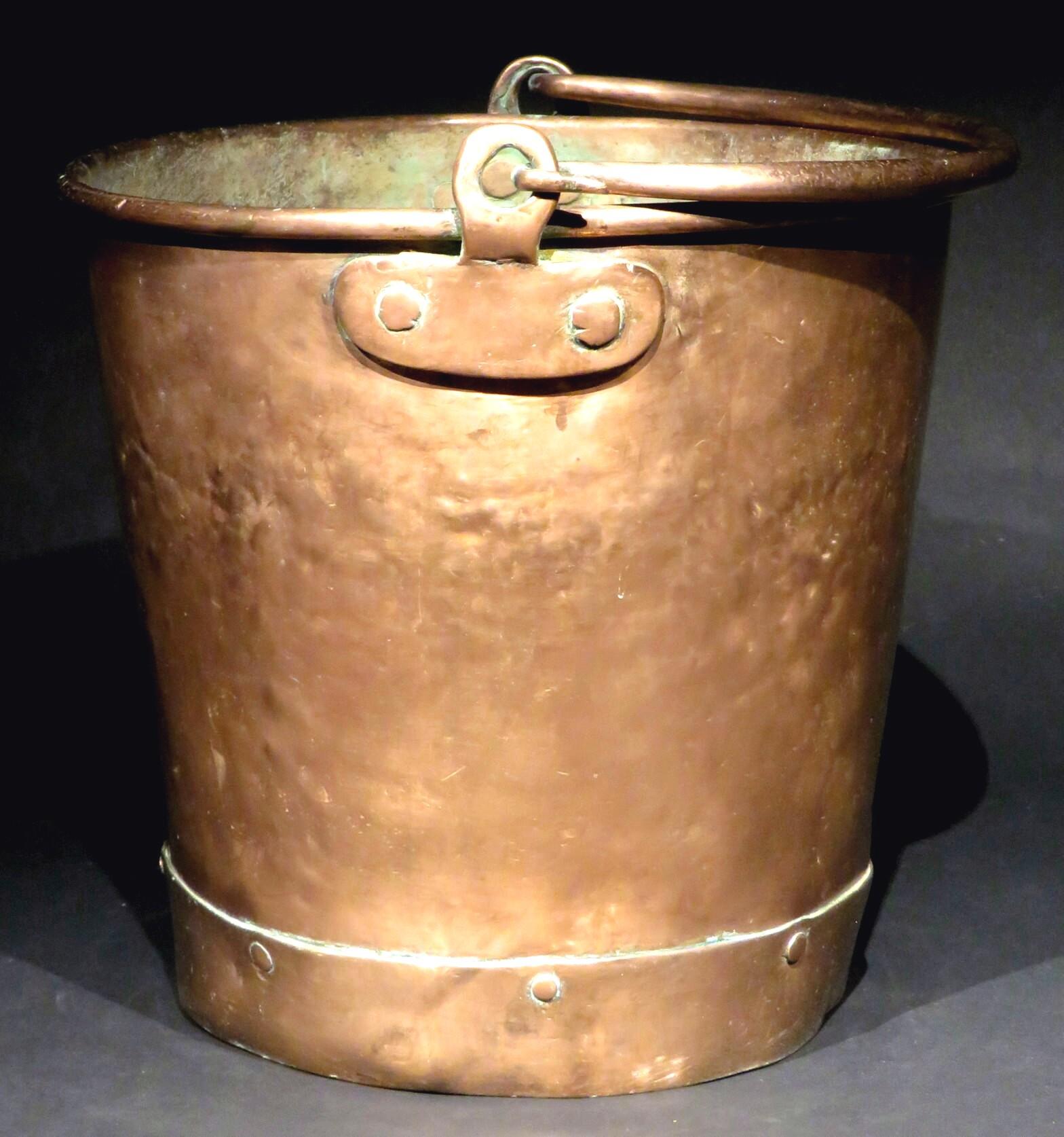 Hand-Crafted Early 19th Century Copper Clad Miners Bucket, U.K. Circa 1820 For Sale