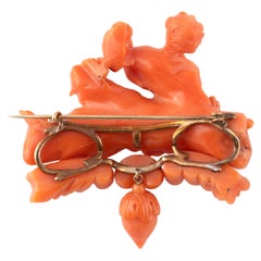 Early 19th century Coral Putti Brooch by Veuve Gueudet