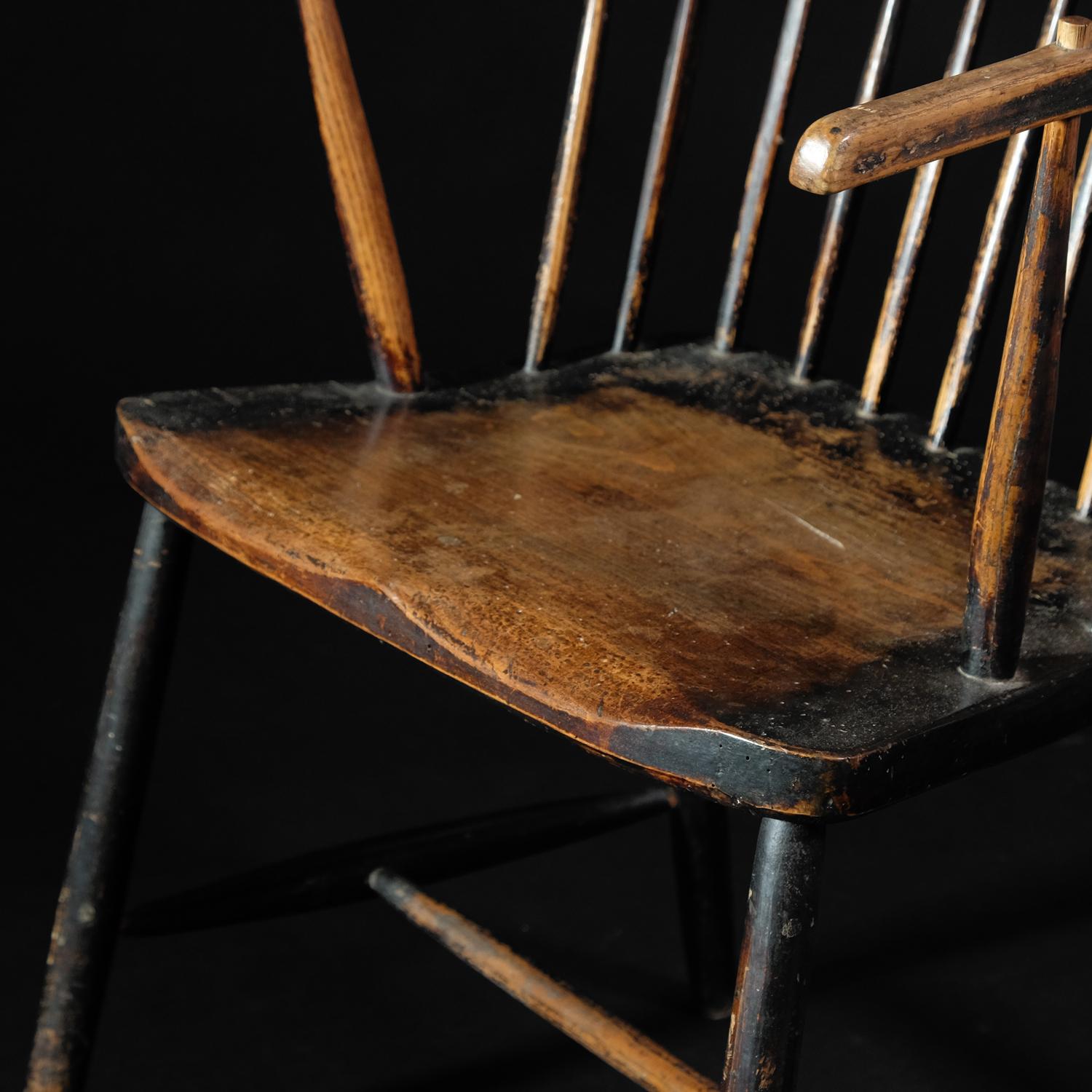 Cornish English West Country Windsor Stick-Stuhl, Bauernhaus, frühes 19. Jahrhundert (Frühes 19. Jahrhundert) im Angebot