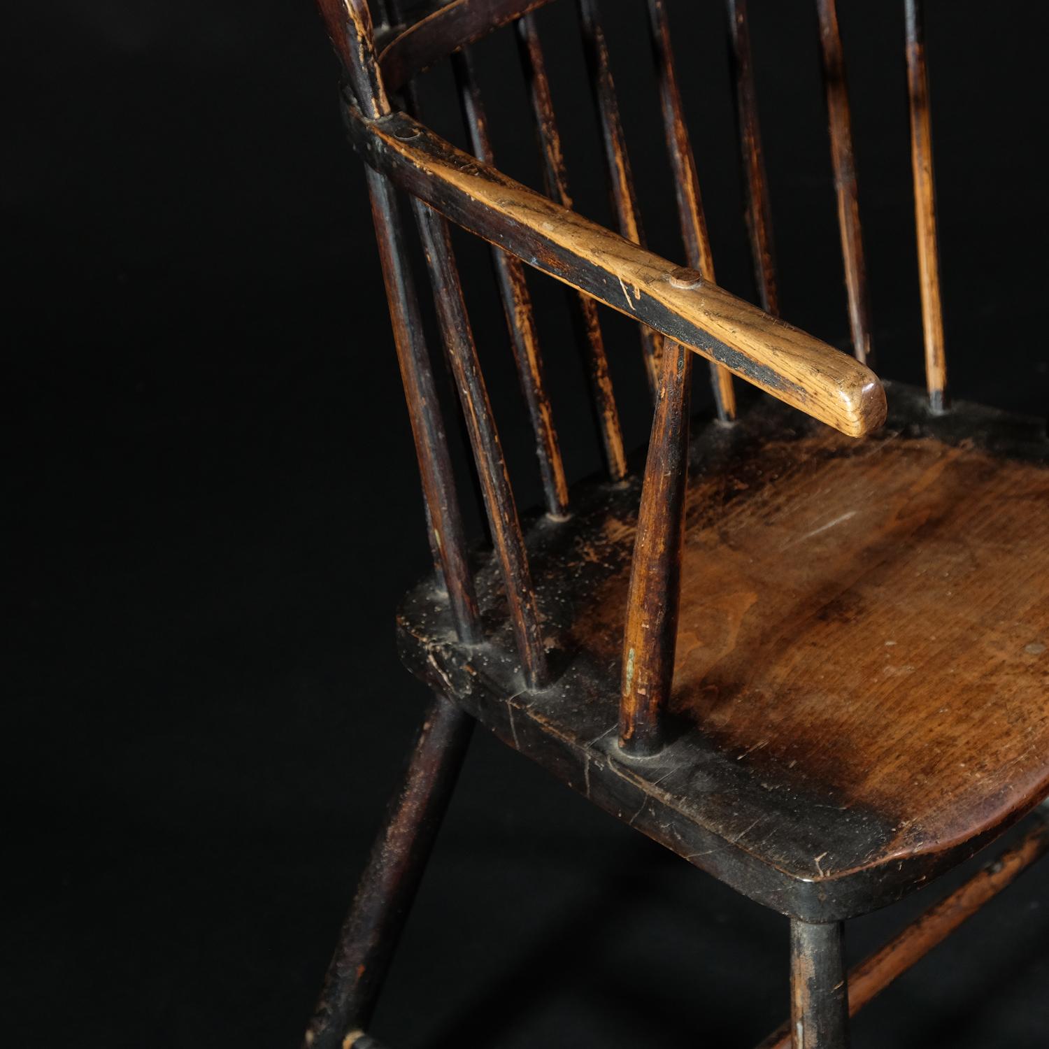 Cornish English West Country Windsor Stick-Stuhl, Bauernhaus, frühes 19. Jahrhundert (Asche) im Angebot