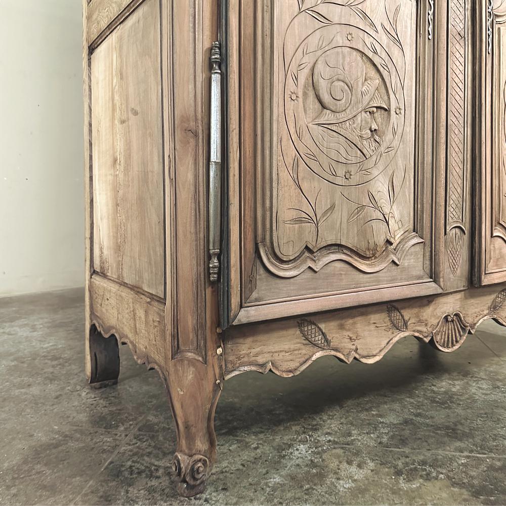 Hand-Carved Early 19th Century Country French Armoire from Lorraine in Stripped Oak