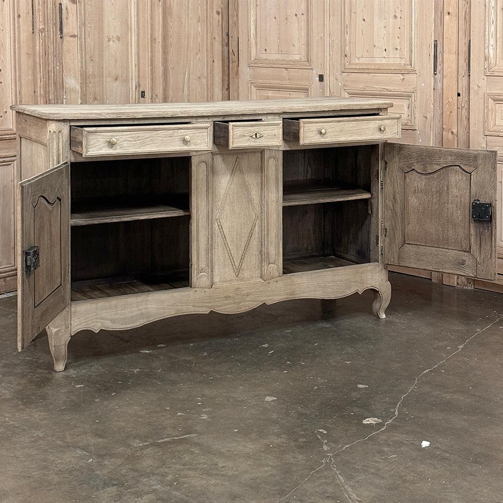 Hand-Carved Early 19th Century Country French Buffet in Stripped Oak