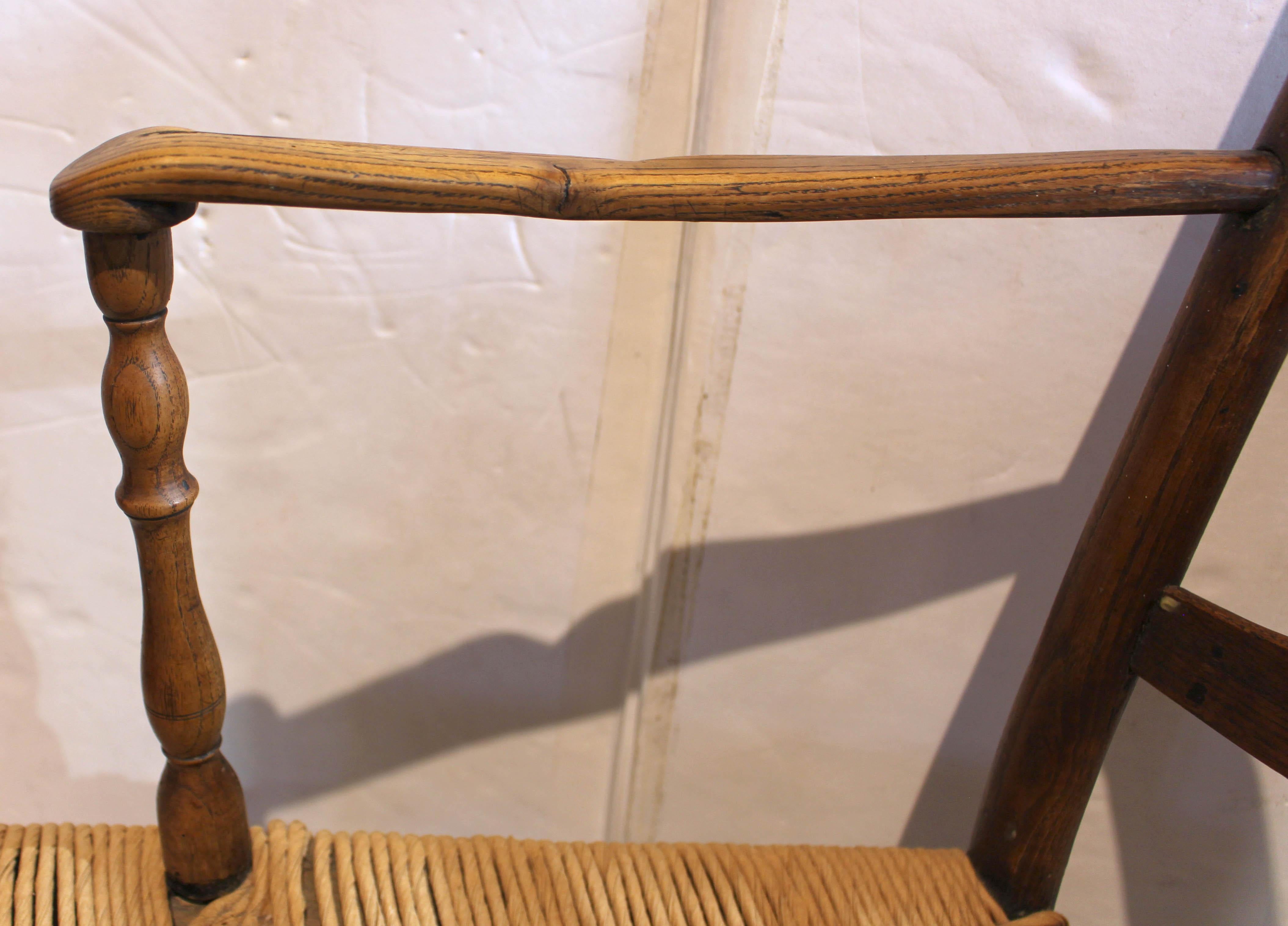 Early 19th Century Country French Ladder-Back Arm Chair For Sale 2