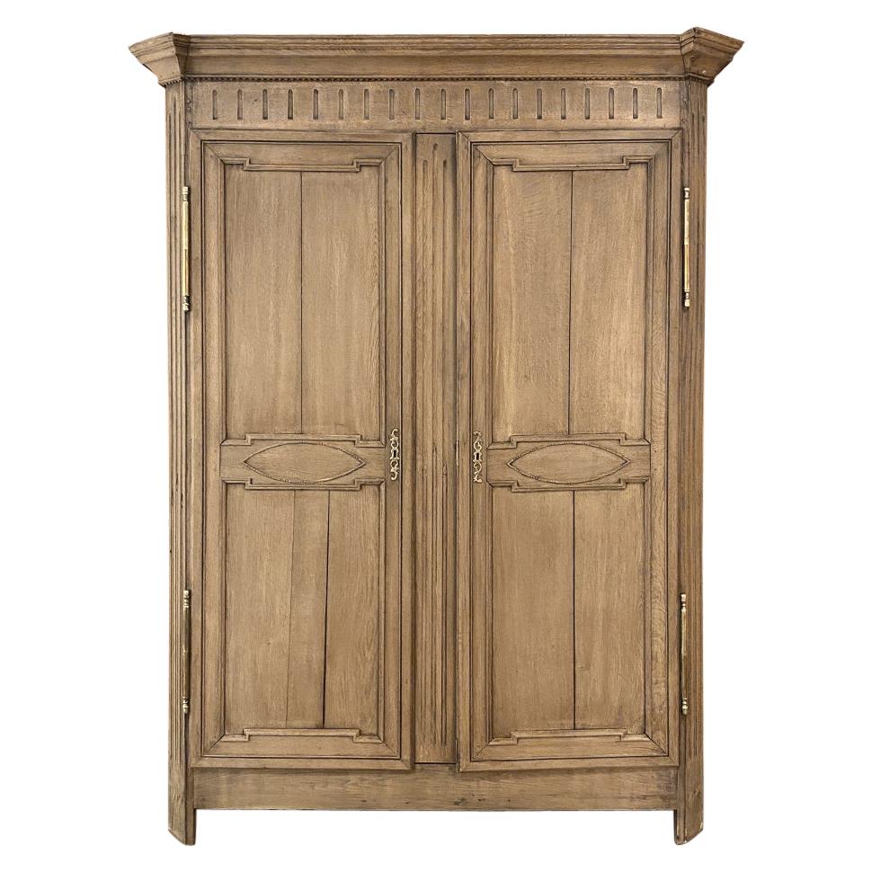 Early 19th Century Country French Louis XVI Armoire in Stripped Oak
