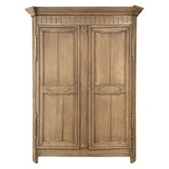 Early 19th Century Country French Louis XVI Armoire in Stripped Oak