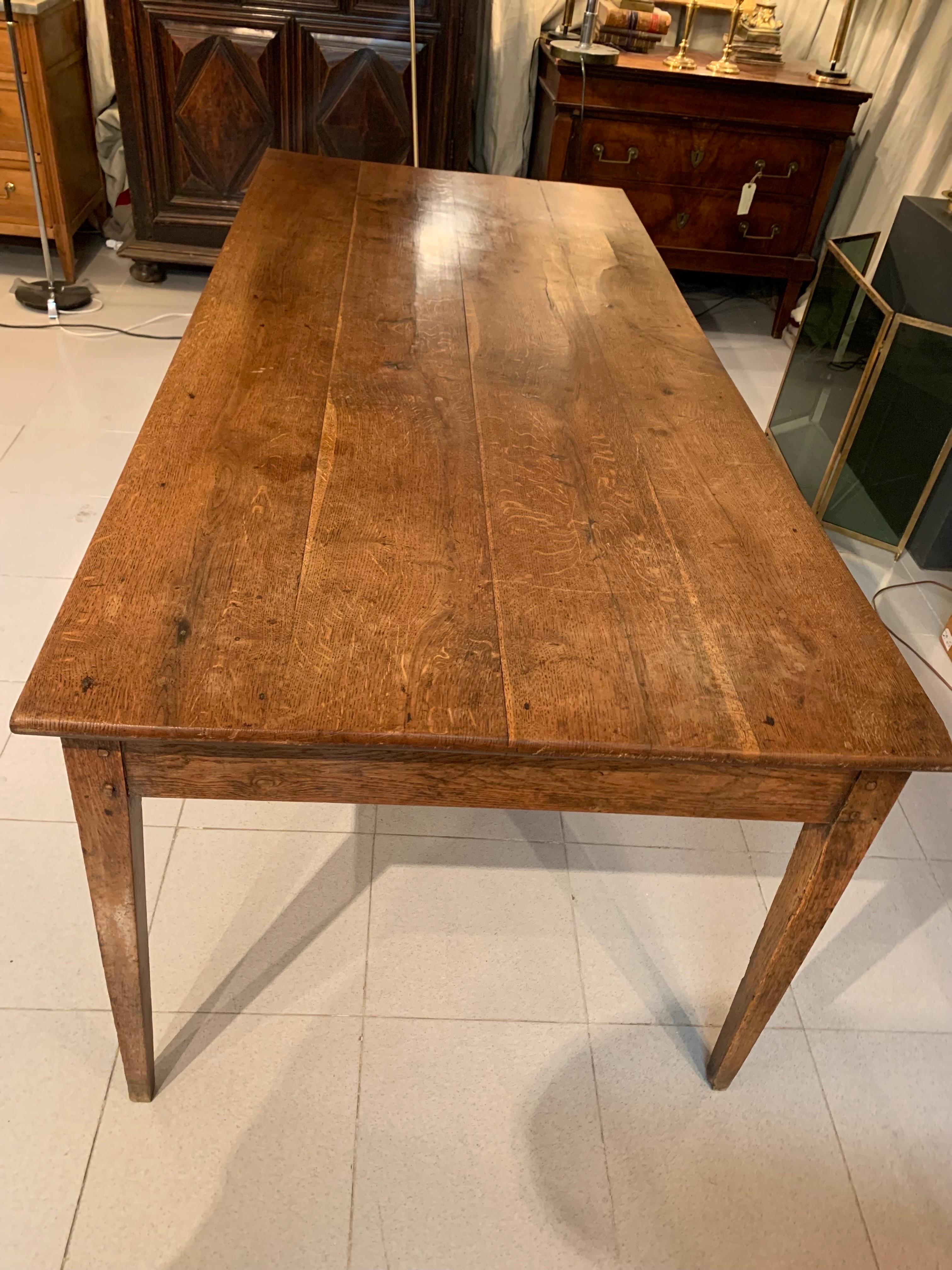 Early 19th Century Country  French Provincial Fruitwood Farm Table For Sale 1