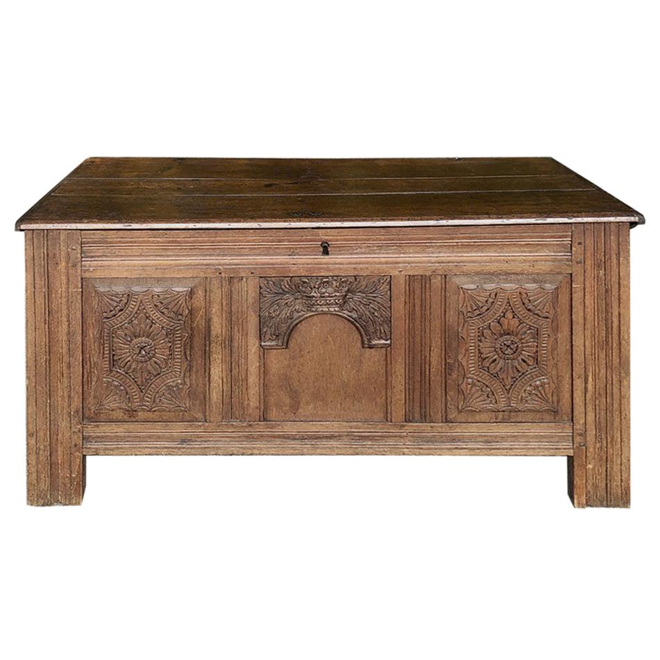 Early 19th Century Country French Rustic Oak Trunk