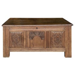 Early 19th Century Country French Rustic Oak Trunk