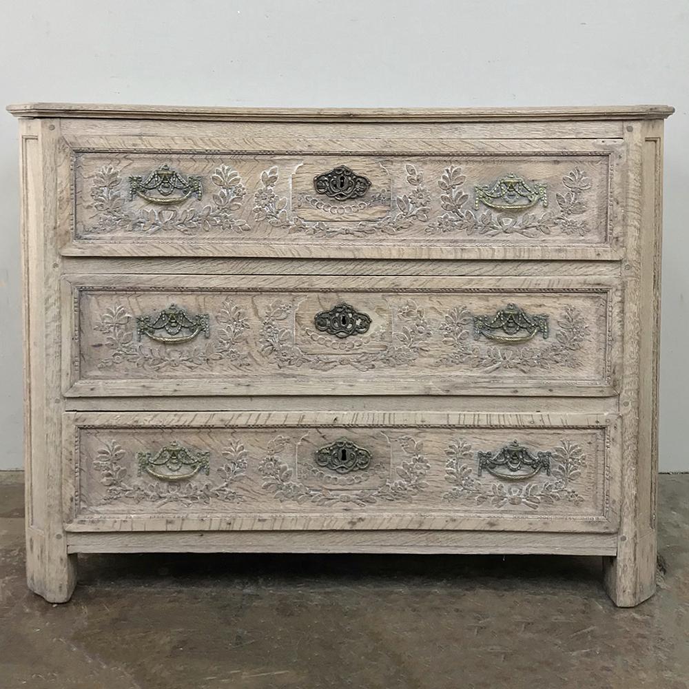 Hand-Carved Early 19th Century Country French Stripped Commode