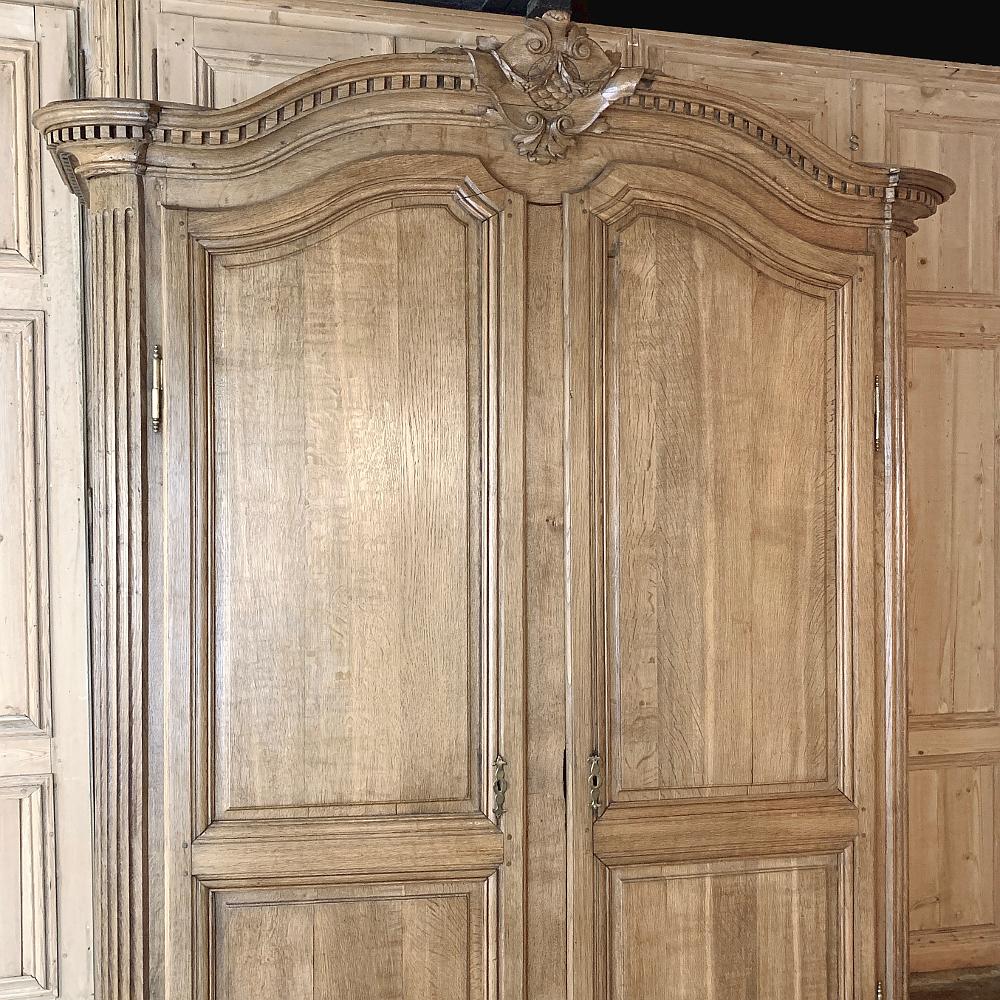 Hand-Carved Early 19th Century Country French Stripped Oak Armoire