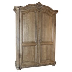 Early 19th Century Country French Stripped Oak Armoire