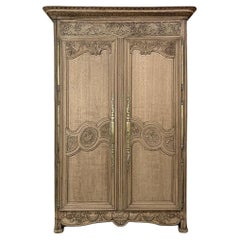 Early 19th Century Country French Wedding Armoire from Normandie in Stripped Oak