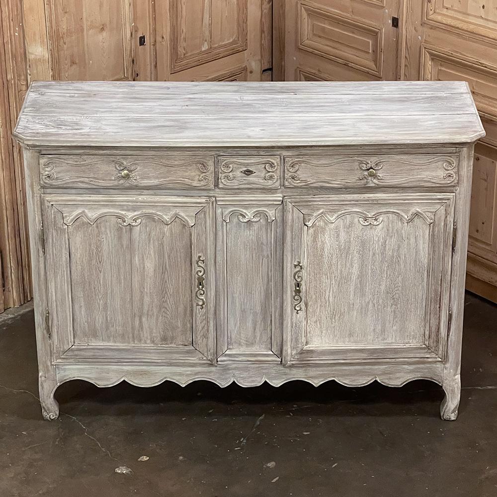 Brass Early 19th Century Country French Whitewashed Buffet For Sale
