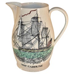 Antique Early 19th Century Creamware Liverpool Jug