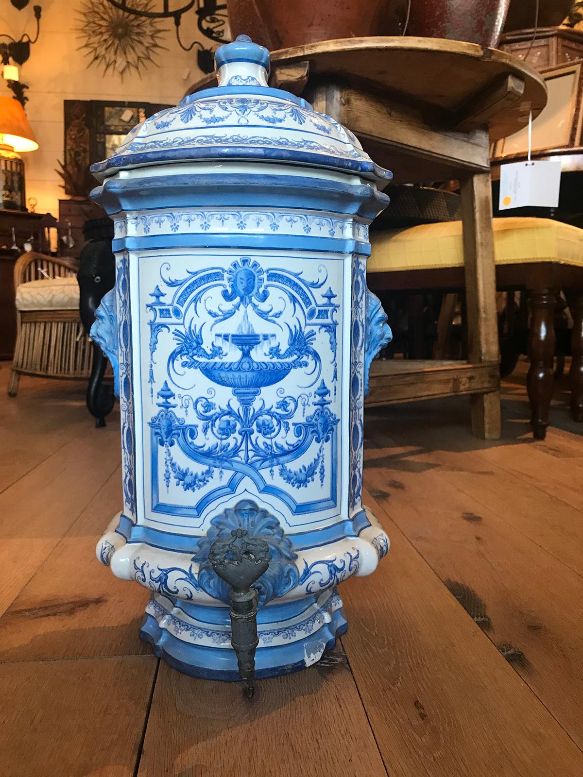 Early 19th Century Creil- Montereau French Blue & White Faience 3 Piece Lavabo- 10.5