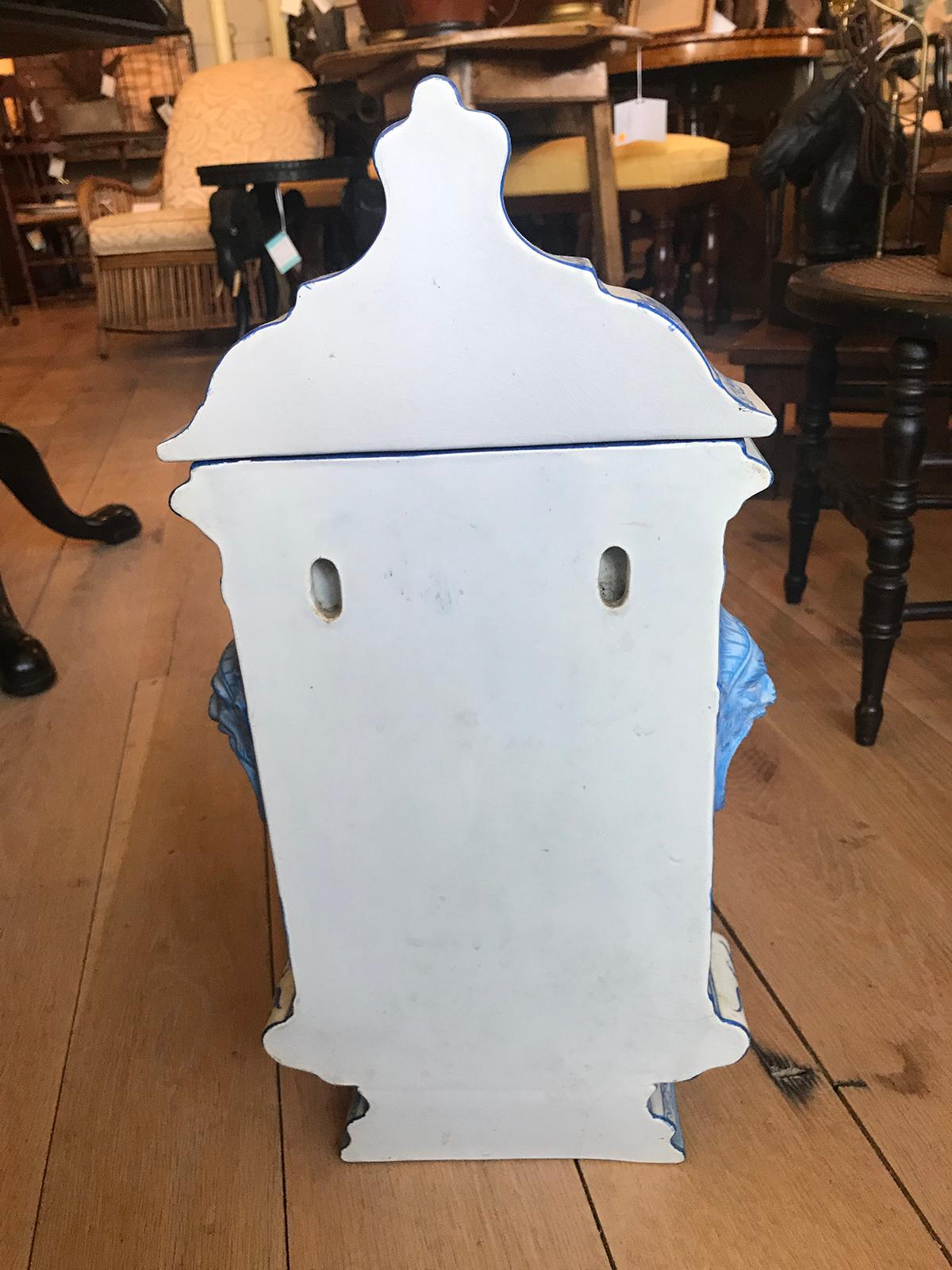 Début du 19ème siècle Creil- Montereau Bleu français & Faience blanche 3 pièces Lavabo 14