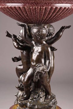 Early 19th Century Cup in Egyptian Porphyry and Bronze with Cupids
